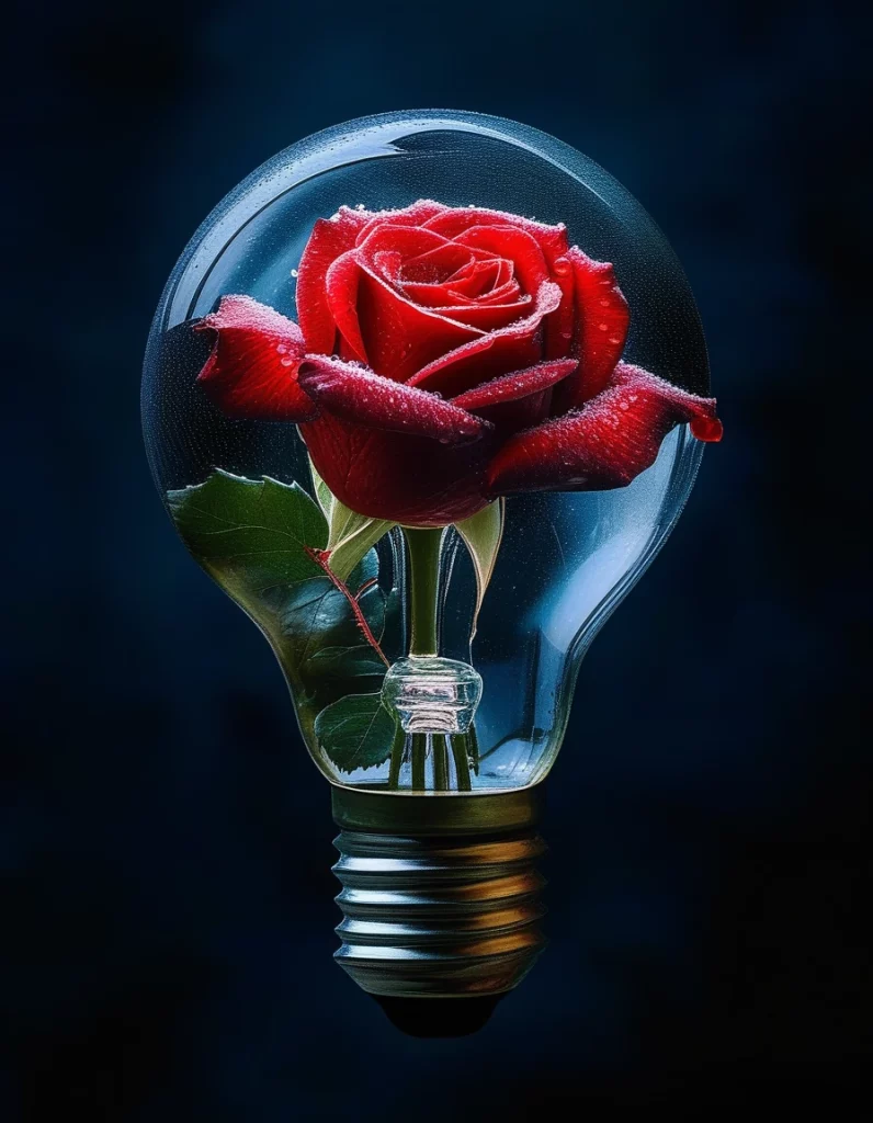 Pixart rose in lightbulb