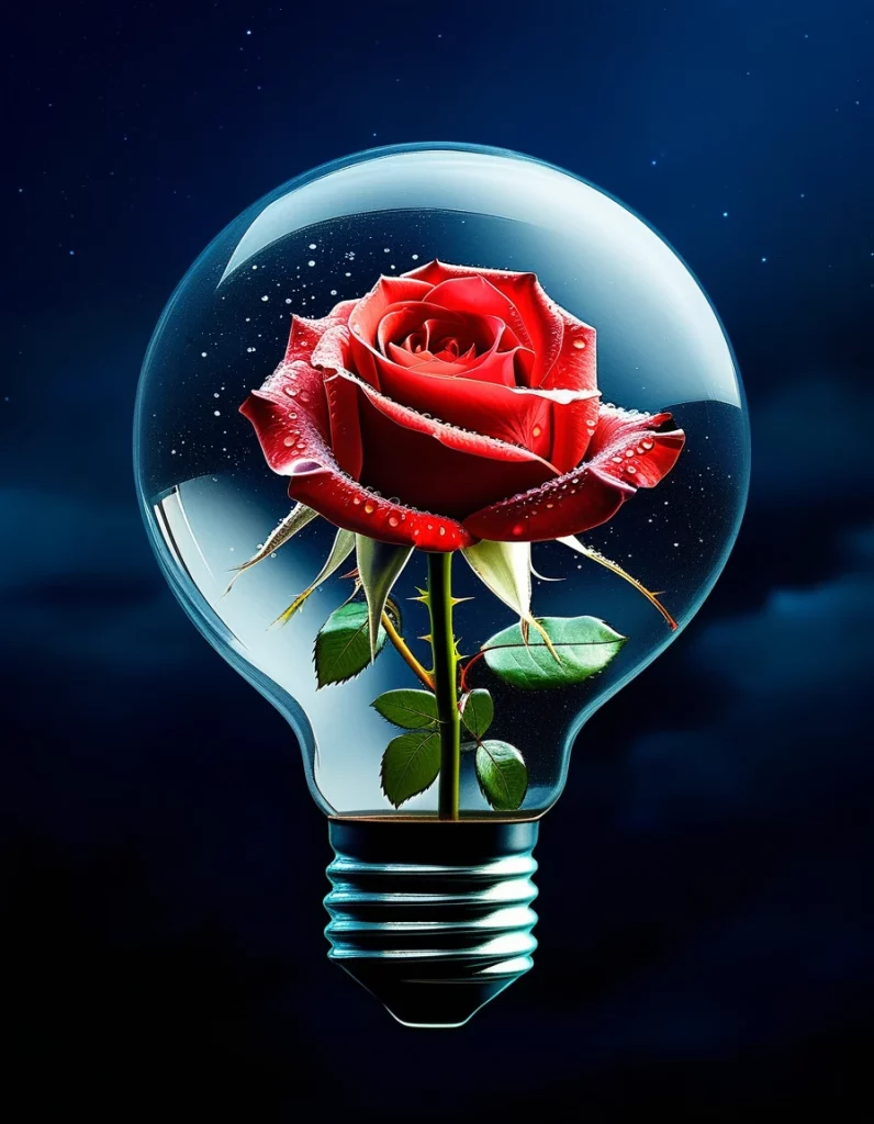 Pixart rose in lightbulb