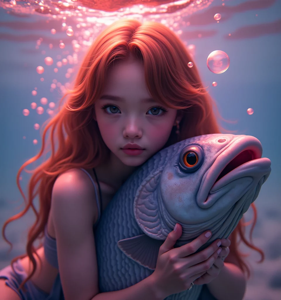 Girl with pet fish