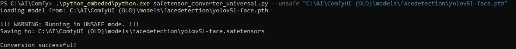 Sucessfully converted to safetensors