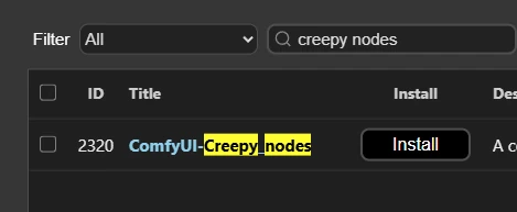 Creepy nodes, comfyui manager